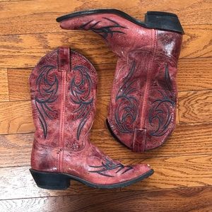 Justin Bent Rail Red & Black Boot, Size 7.5 B